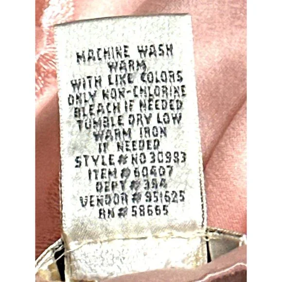 Nordstrom Intimates Size L Blush Pink Satin Embroidered Floral Lounge Top - Picture 9 of 11